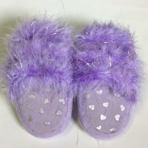Girls Purple/ Silver Feathers Slippers, Sz9/10
